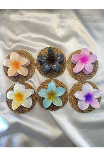 6'lı Rengarenk Lotus Çiçeği Mandal Toka 8 Cm - 7