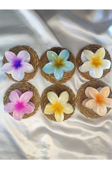 6'lı Rengarenk Lotus Çiçeği Mandal Toka 8 Cm - 8