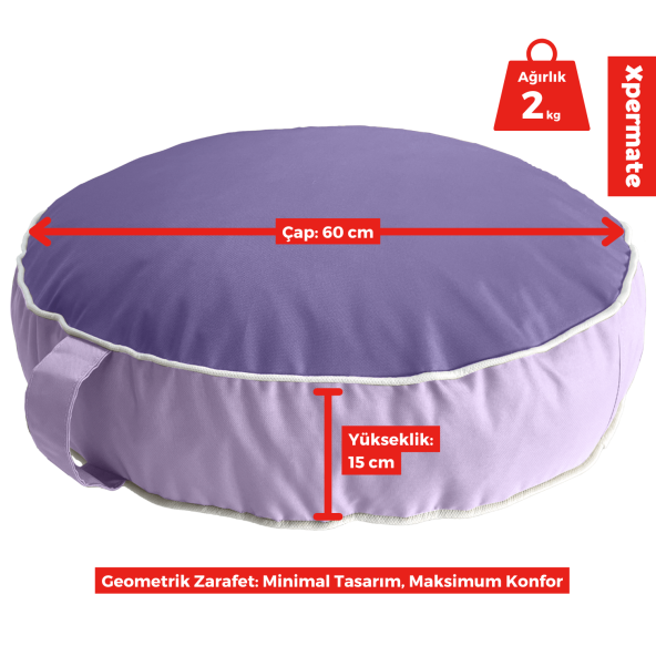 XPERMATE İç ve Dış Mekan Meditasyon Minderi,Su itici Kumaş,Fermuarlı Yoga Minderi UV Güneş Dayanımı MorLila - 4