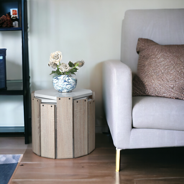 Homedora Harmony Zigon Sehpa Meşe-Beyaz - 2