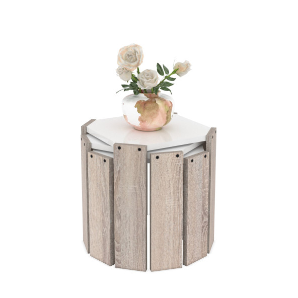 Homedora Harmony Zigon Sehpa Meşe-Beyaz - 4