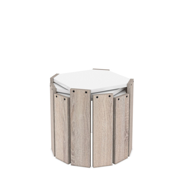 Homedora Harmony Zigon Sehpa Meşe-Beyaz - 5