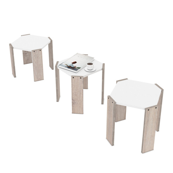 Homedora Harmony Zigon Sehpa Meşe-Beyaz - 6