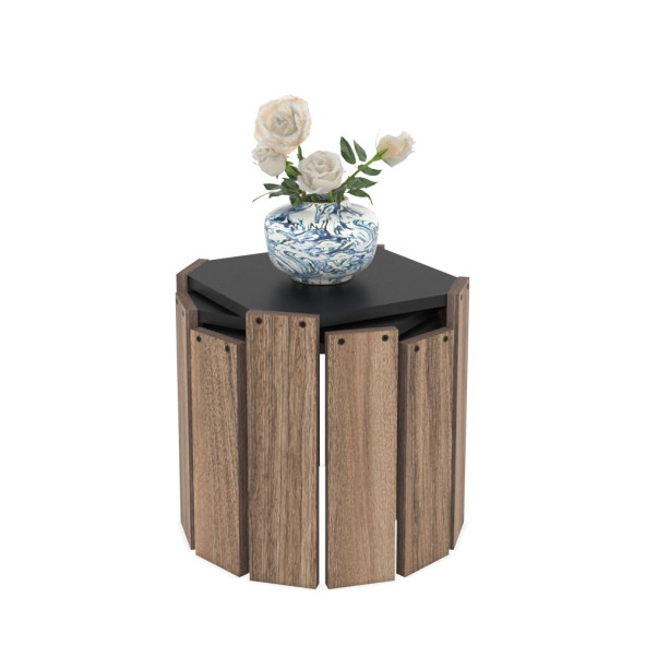Homedora Harmony Zigon Sehpa Ceviz-Siyah - 3