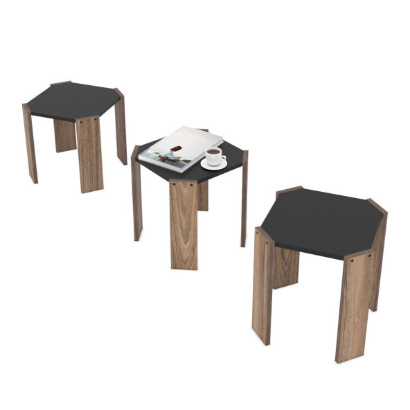 Homedora Harmony Zigon Sehpa Ceviz-Siyah - 5