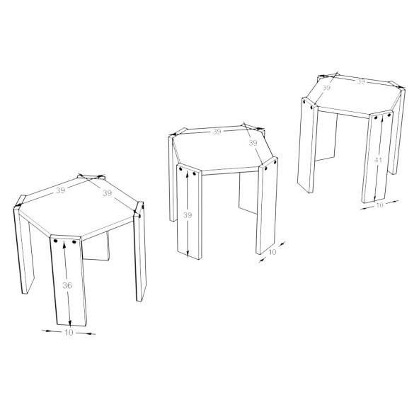 Homedora Harmony Zigon Sehpa Ceviz-Siyah - 7