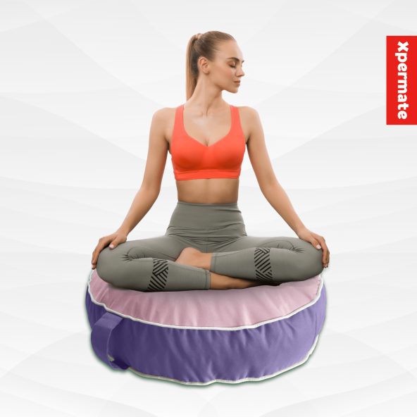 İç ve Dış Mekan Meditasyon Minderi Su itici Kumaş Fermuarlı Yoga Minderi UV Güneş Dayanımı PembeLila - 2