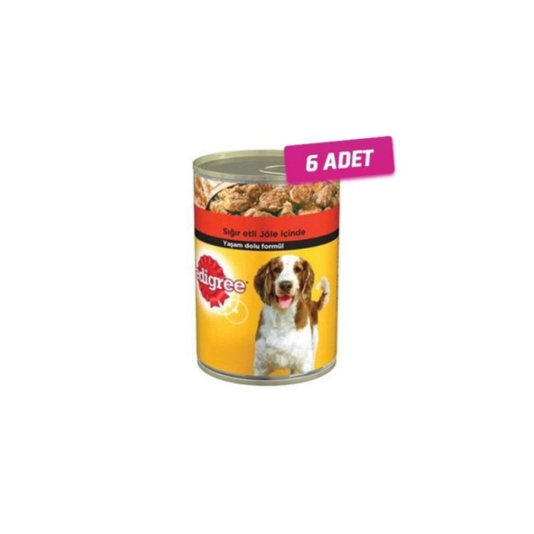 Pedigree 6 Adet - Biftekli Konserve Köpek Maması 400 Gr