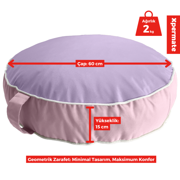 İç ve Dış Mekan Meditasyon Minderi,Su itici Kumaş,Fermuarlı Yoga Minderi UV Güneş Dayanımı LilaPembe - 4