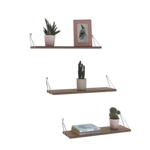 Homedora Alice Üçlü Modern Raf Ceviz-Krom - 2