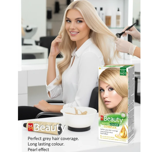 MM Beauty Saç Boyası M 01 ( Platin Kumral ) Set Boya 2 li Set - Resim 3