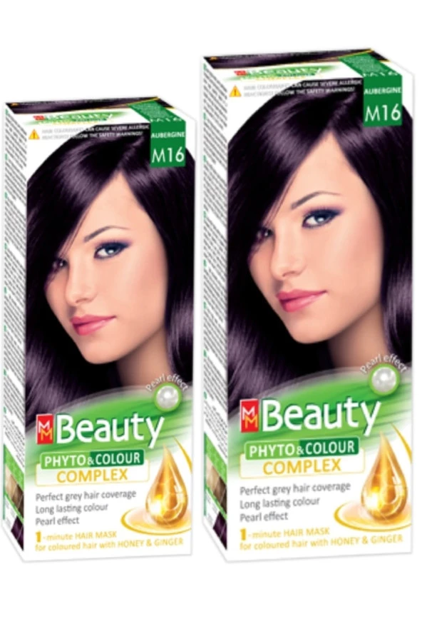 MM Beauty Saç Boyası M 16 (Patlıcan) Set Boya 2 li Set Boya - 1