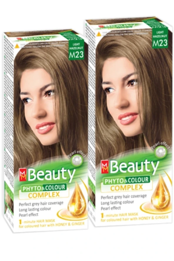 MM Beauty Saç Boyası M 23 (Açık Fındık Kabuğu) Set Boya 2 li Set Boya