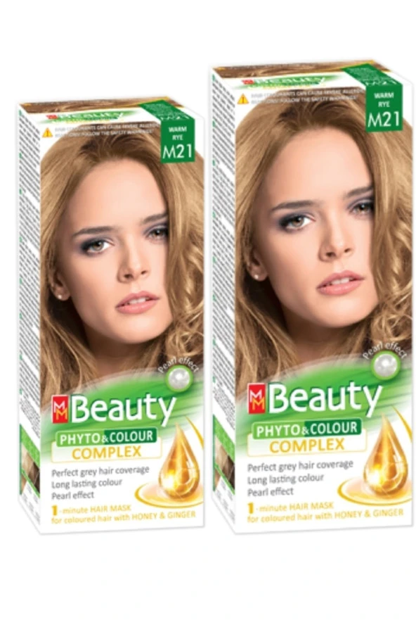 MM Beauty Saç Boyası M 21 (Doğal Küllü Platin) Set Boya 2 li Set Boya ürün görseli