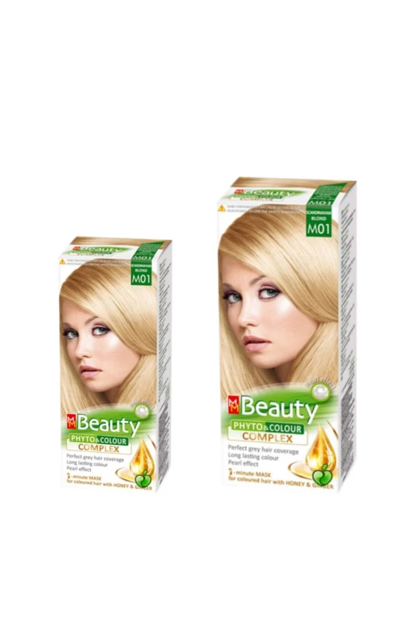 MM Beauty Saç Boyası M 01 ( Platin Kumral ) Set Boya 2 li Set