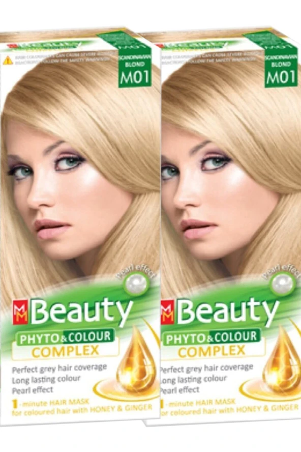MM Beauty Saç Boyası M 01 ( Platin Kumral ) Set Boya 2 li Set - 2