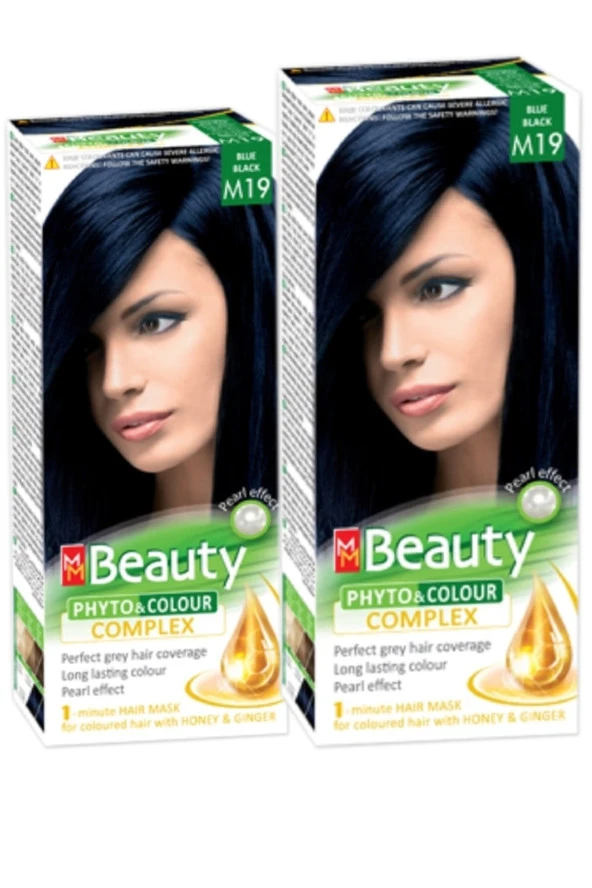 MM Beauty Saç Boyası M 19 (Mavi Siyah) Set Boya 2 li Set Boya