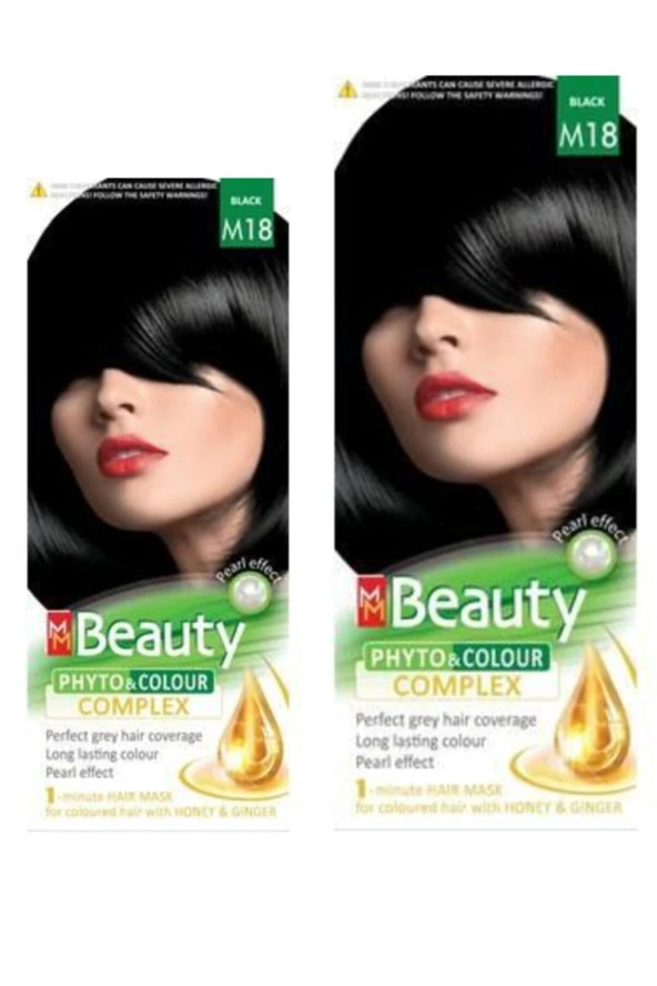 MM Beauty Saç Boyası M 18 (Siyah) Set Boya 2 li Set Boya