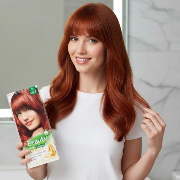 MM Beauty Saç Boyası M 25 (Kızıl) Set Boya 2 li Set Boya - Resim 3
