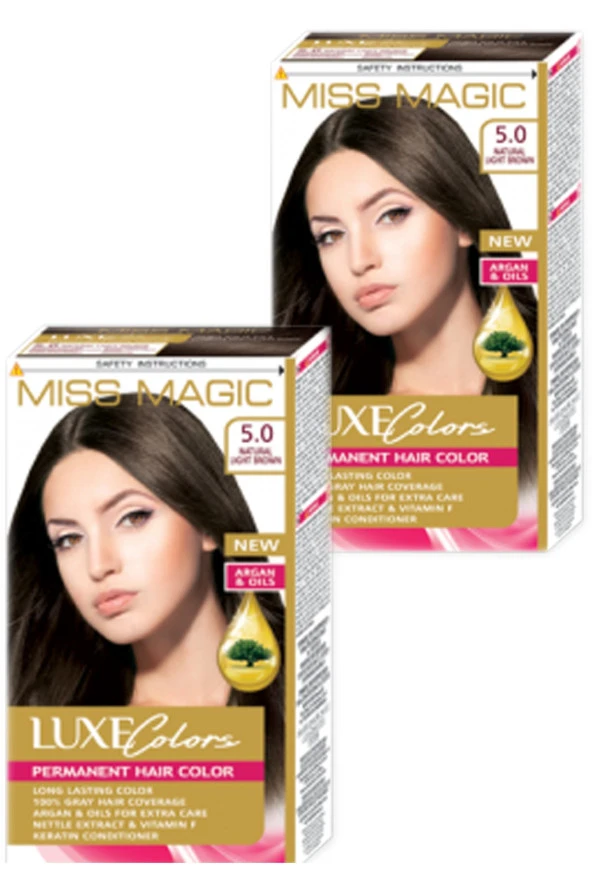 Mıss Magic Saç Boyası Açık Kahverengi Renk  5,0 Set Boya 2'li Set ürün görseli