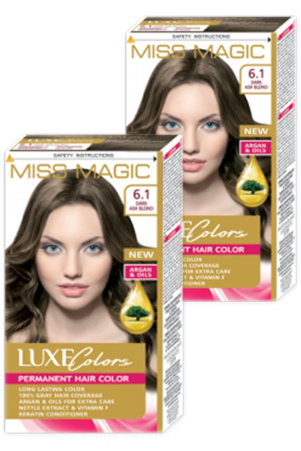 Mıss Magic Saç Boyası Koyu Kül Sarışın Renk 6,1 Set Boya 2'li Set - Resim 2