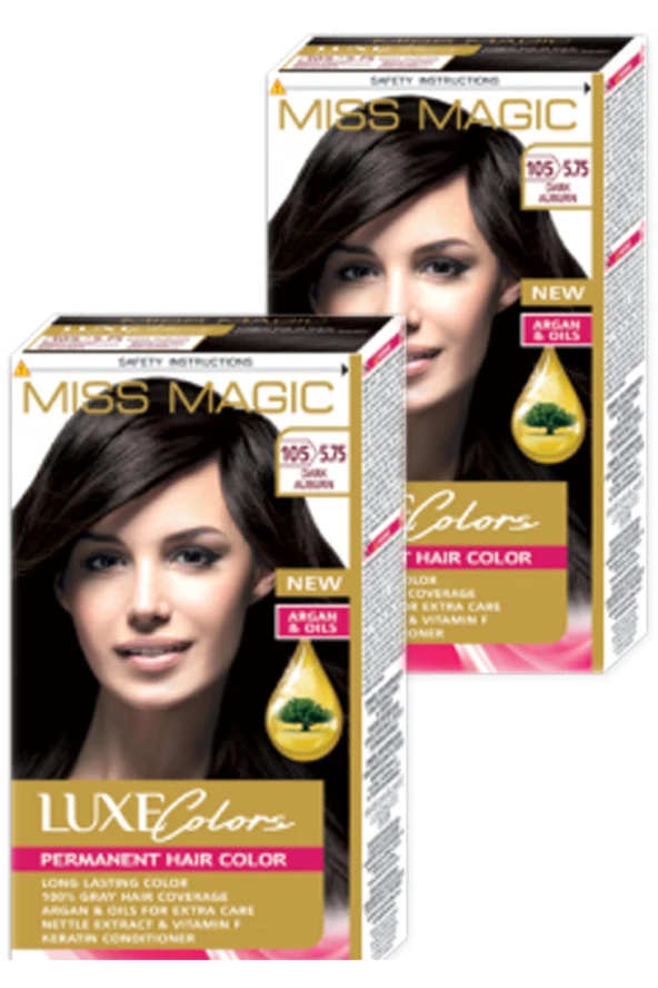Mıss Magic Saç Boyası Koyu Kestane Renk 5,75 Set Boya 2'li Set - 1