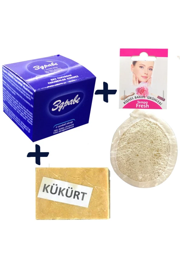 Zdrave Krem & Tempofresh Loofah Pon Pon Yüz Pedi & Kükürt Sabun