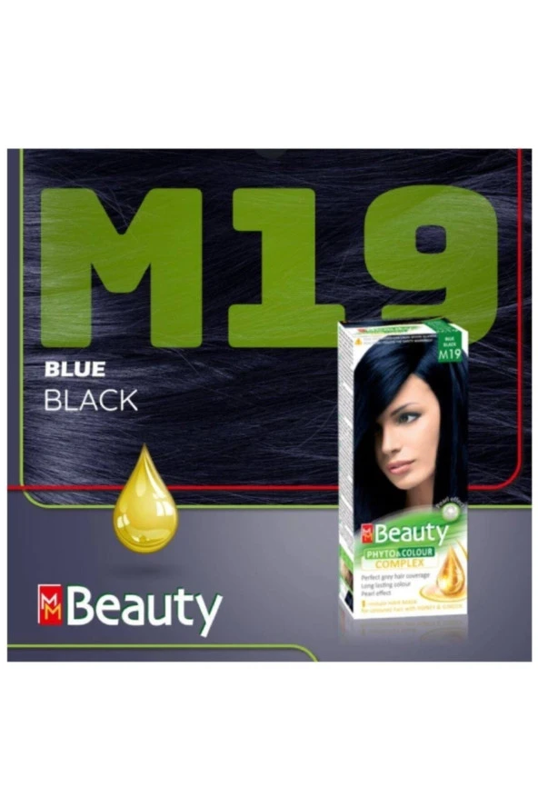MM Beauty Saç Boyası M 19 (Mavi Siyah) Set Boya