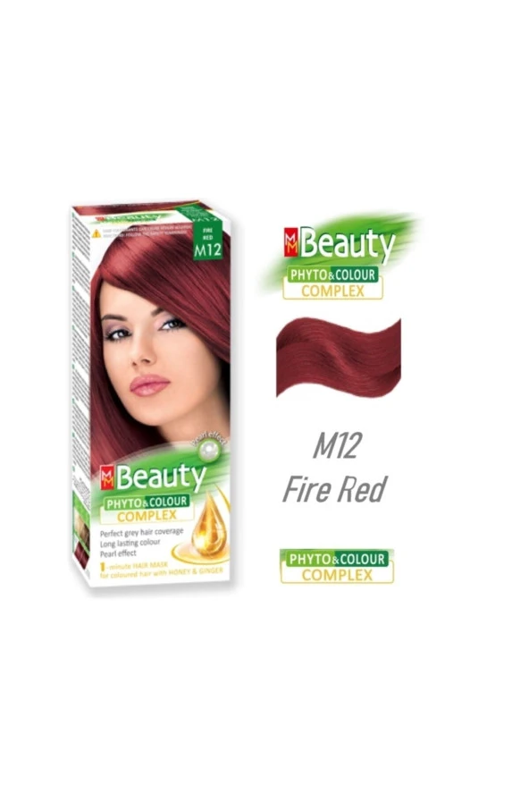 MM Beauty Saç Boyası M 12 (Ateş Kızılı) Set Boya