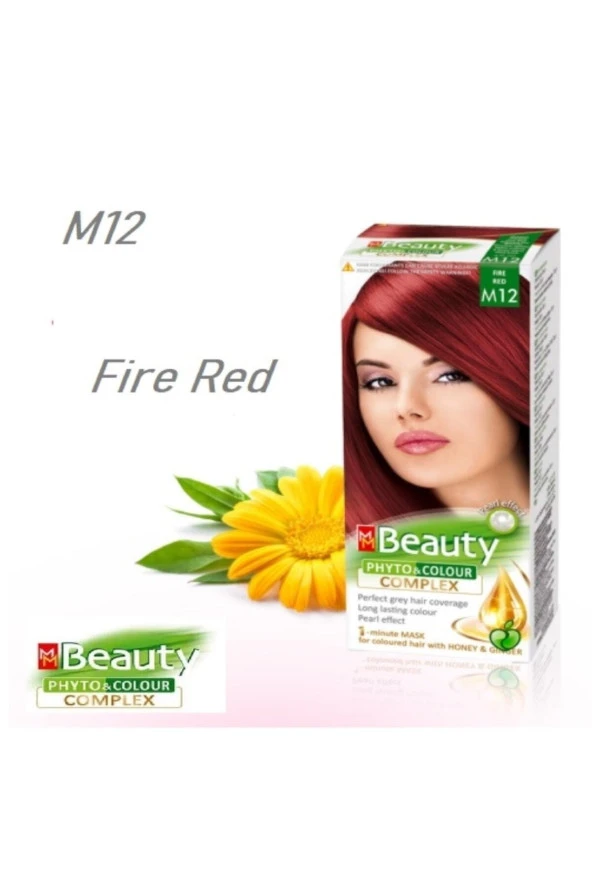 MM Beauty Saç Boyası M 12 (Ateş Kızılı) Set Boya - 3