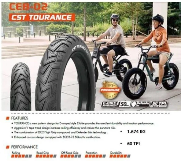CST Tourance 20x4.0 Elektrikli Bisiklet Fat Bike Defender Zırhlı Dış Lastik - 4