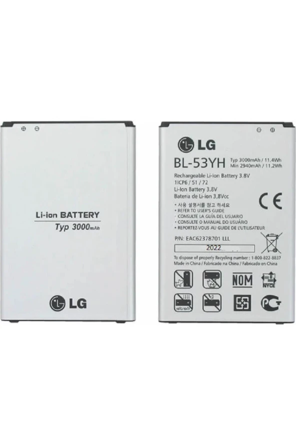 Lg G3 Batarya D855 D850 Batarya Pil, Bl-53yh Sıfır Servis Ürünü