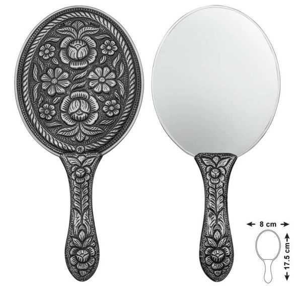 VGD Gümüş Papatya ve Gül Motifli El Aynası