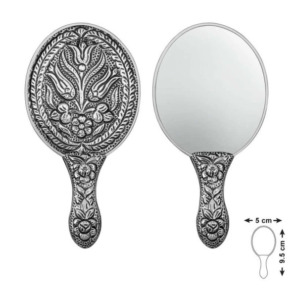 VGD Gümüş Lale Motifli El Aynası