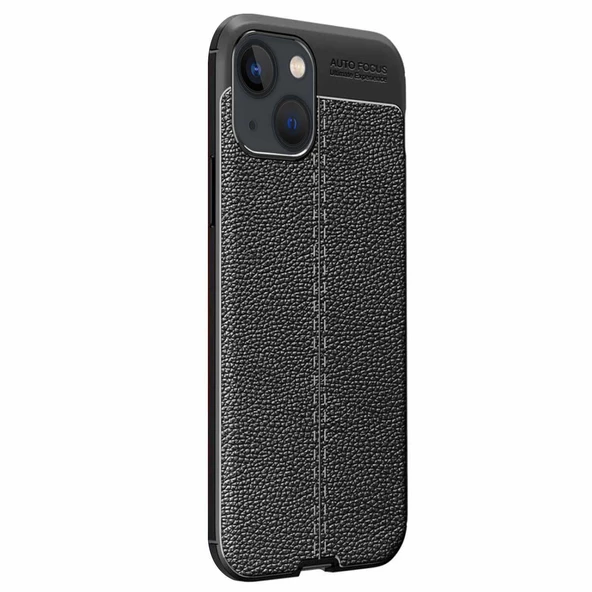 Vendas iPhone 13 Mini Deri Desenli Çift Katmanlı Silikon Kılıf + Seramik Nano Ekran Koruyucu - 2