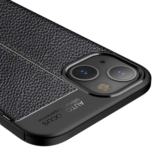 Vendas iPhone 13 Mini Deri Desenli Çift Katmanlı Silikon Kılıf + Seramik Nano Ekran Koruyucu - 6