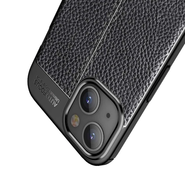 Vendas iPhone 13 Mini Deri Desenli Çift Katmanlı Silikon Kılıf + Seramik Nano Ekran Koruyucu - 5