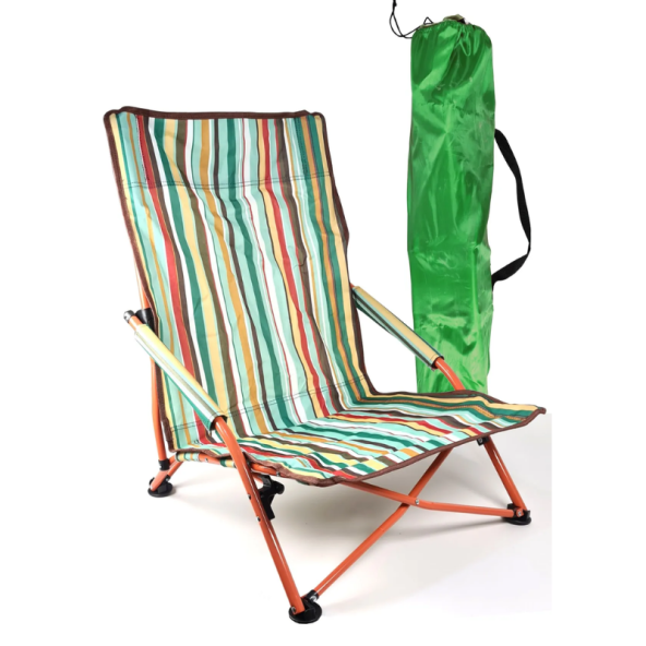 ORCEY TİCARET Çantalı Plaj Sandalyesi Katlanır Kamp Sandalyesi Yere Yakın Sandalye 68cm