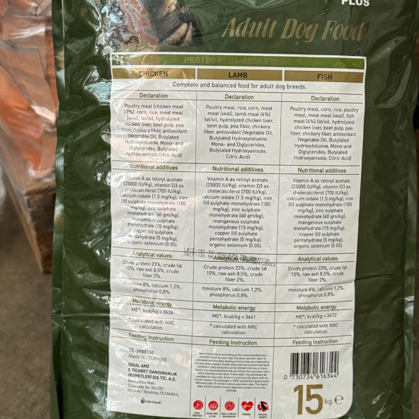 Proteo Plus Kuzu Etli Pirinçli Yetişkin Köpek Maması 15 kg - 3