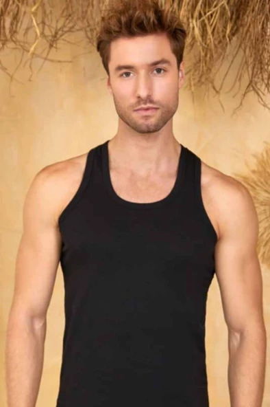 BERRAK 1017 ERKEK ASKILI ATLET 6 ADET  SİYAH 4XL ürün görseli