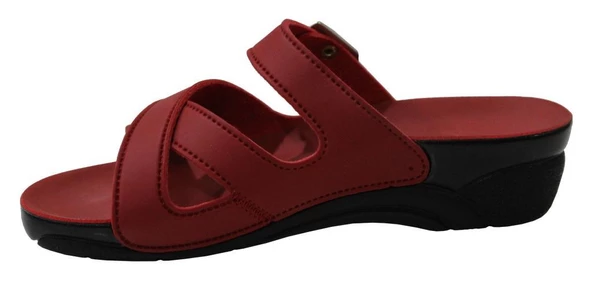 Ceyo Venedik-2 Kırmızı Ortapedik Bayan Terlik & Sandalet - 3