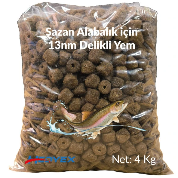 Hedyex 13nm Delikli Palet Yem 4Kg Sazan Alabalık için Delikli Yem