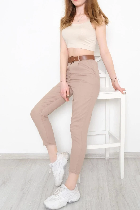 Kemerli Gabardin Pantolon Açıkvizon - 2