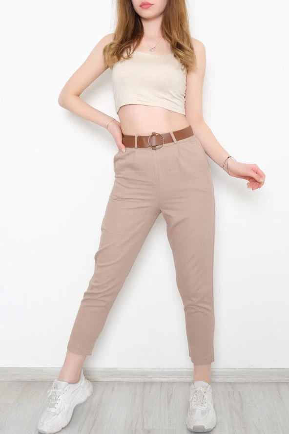 Kemerli Gabardin Pantolon Açıkvizon - 5