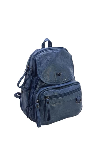 Y.S.Deri Mini Boy Kadın Sırt Çantası Vegan Deri Bayan Çantası 27*20 Cm Yumuşak Yıkama Suni Deri - Resim 9