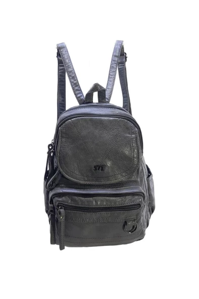 Y.S.Deri Mini Boy Kadın Sırt Çantası Vegan Deri Bayan Çantası 27*20 Cm Yumuşak Yıkama Suni Deri - Resim 5