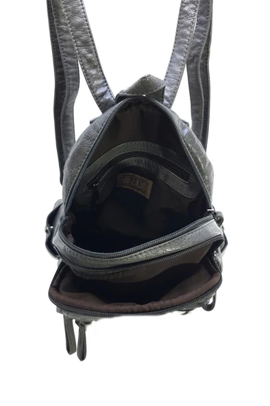 Y.S.Deri Mini Boy Kadın Sırt Çantası Vegan Deri Bayan Çantası 27*20 Cm Yumuşak Yıkama Suni Deri - Resim 7