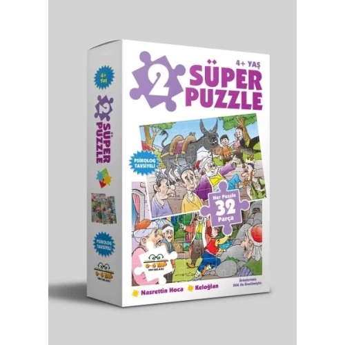 2 Süper Puzzle - Nasrettin Hoca Keloğlan +4 Yaş