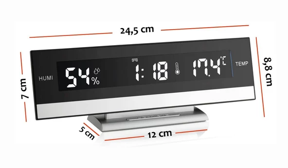 TFA Masaüstü Led Alarmlı Nem Ölçerli Saat Termometre 60.2011 - 5