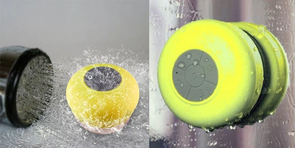 Su Geçirmez Mini Bluetooth Duş Hoparlörü (Sarı) - 6